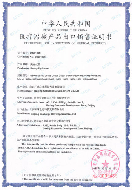 China Beijing Globalipl Development Co., Ltd. Certificaciones